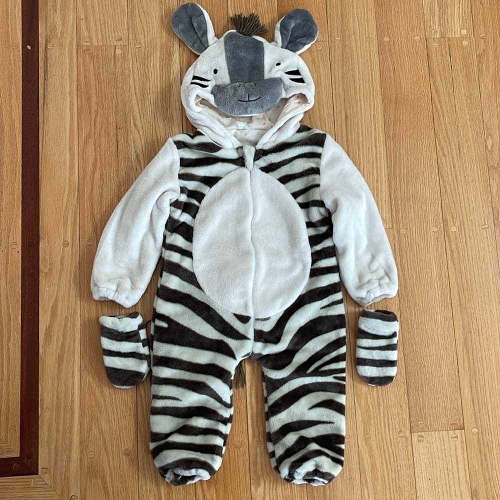Coco Village Zebra costume - Zozo onesie with hood and mitts size 2T - Picture 2 of 7